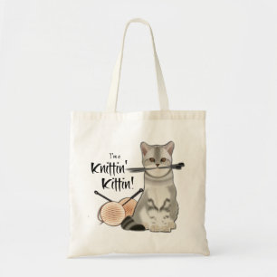 Bolsa de algodão com saco de tricô de gato com alç