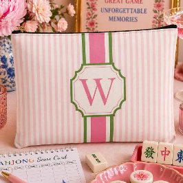 Bolsa de Azulejos de Mahjong Seersucker Rosa Perso