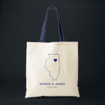 Bolsa de Boas-vindas de Illinois, Mapa de Marinhos<br><div class="desc">Saco de presente de boas-vindas com gráfico de mapa. Seus hóspedes vão adorar entrar no hotel deles e encontrar essa bolsa cheia de guloseimas esperando por eles. Você pode posicionar o coração no local do grande dia usando o recurso "personalizar mais".</div>