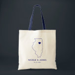 Bolsa de Boas-vindas de Illinois, Mapa de Marinhos<br><div class="desc">Saco de presente de boas-vindas com gráfico de mapa. Seus hóspedes vão adorar entrar no hotel deles e encontrar essa bolsa cheia de guloseimas esperando por eles. Você pode posicionar o coração no local do grande dia usando o recurso "personalizar mais".</div>