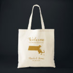 Bolsa de Boas-vindas do Map de Massachusetts, Dour<br><div class="desc">Saco de presentes de boas-vindas para convidados fora da cidade para o seu casamento,  apresentando a imagem de Massachusetts,  com coração que você pode colocar no local exato. Preencha a bolsa com seus doces favoritos.</div>