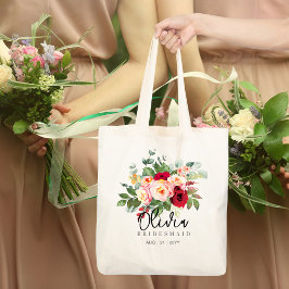 Bolsa de Bridesmaid Personalizada | Rosa Rosa verm