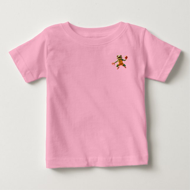 Bolsa de camiseta rosa bebê do Sapo de Basquete (Frente)