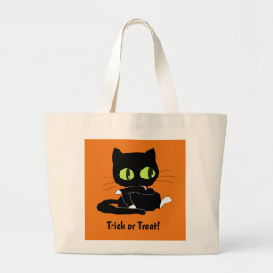 Bolsa de Canvas de de Gato Preto de Trick ou Trat