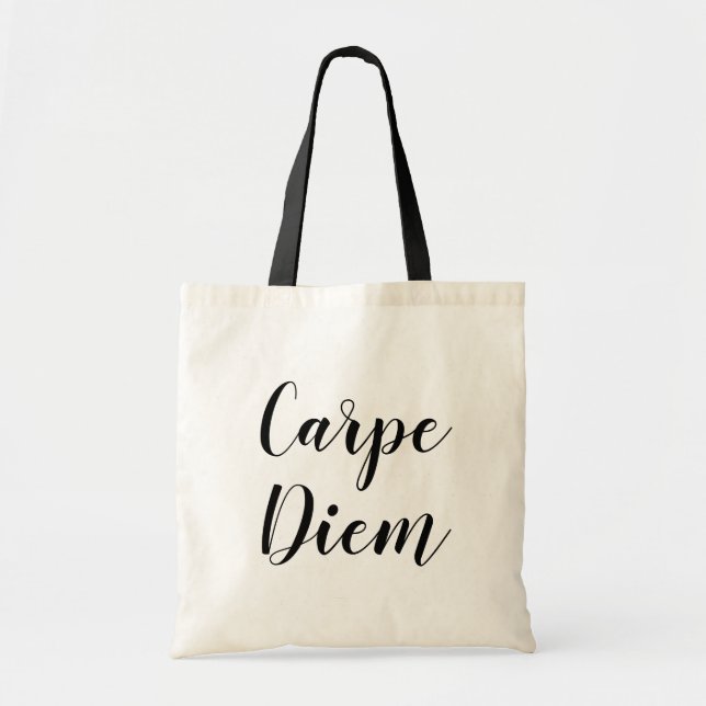 Bolsa de canvas de letra de letra de mão Carpe Die (Frente)