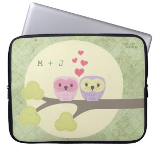 Bolsa de capa para laptop grande com aves de amor 