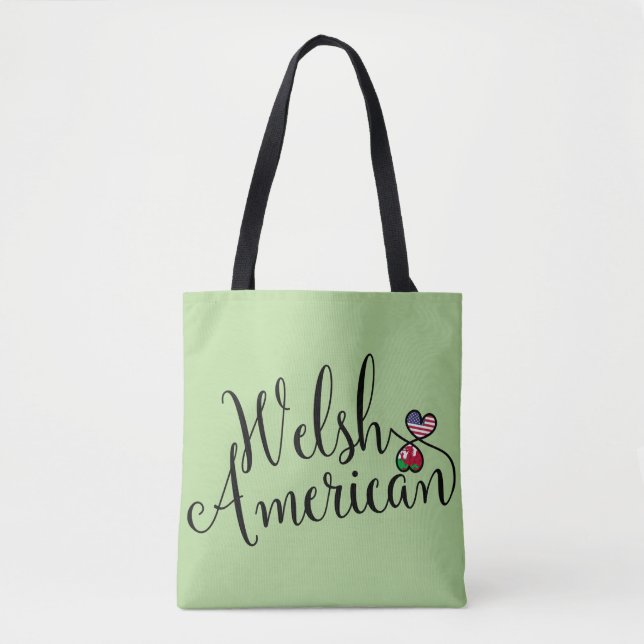 Bolsa de compra Galês Americano Entwined Hearts (Frente)