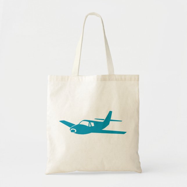 bolsa de compra simples reutilizável de avião azul (Frente)