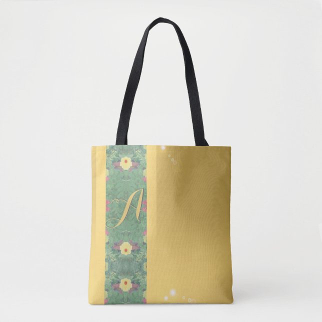 Bolsa de cor de latão monograma floral (Frente)