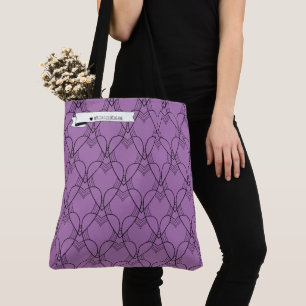 Bolsa de cor de padrão cardíaco preto e roxo