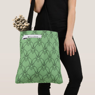 Bolsa de cor de padrão de coração preto e verde