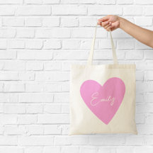 Bolsa de Coração Rosa Girly com Nome