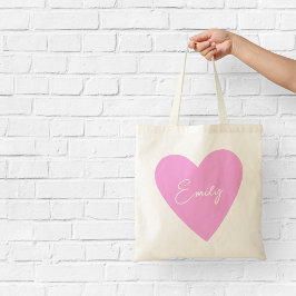Bolsa de Coração Rosa Girly com Nome