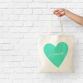 Bolsa de Coração Verde Girly com Nome