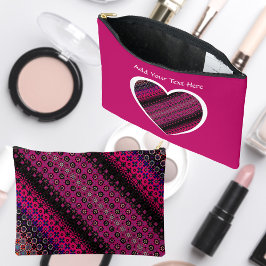 Bolsa de Cosméticos com Padrão Rosa Quente Abstrat