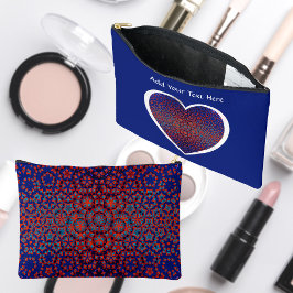 Bolsa de Cosméticos Padrão Azul e Vermelho Ousado