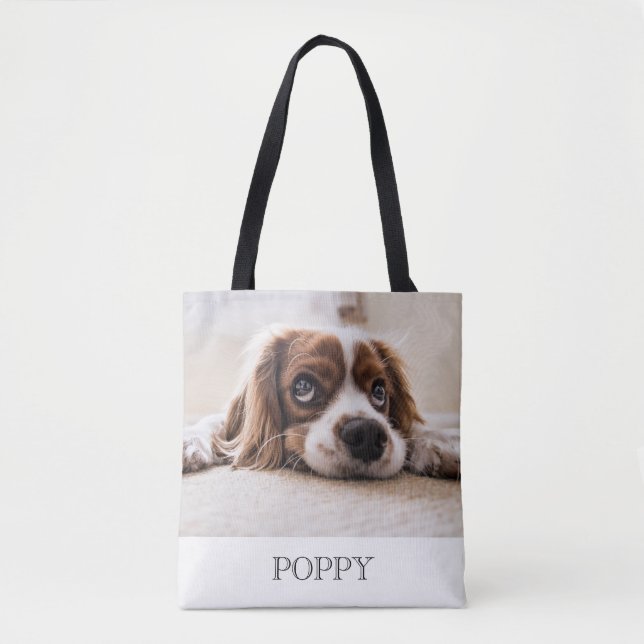 Bolsa de dupla face com foto personalizada de cão (Frente)