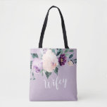 bolsa de esfregaço de de feitiçaria personalizada,<br><div class="desc">Flores botânicas de cor aquática e verde em blush,  pêssego e roxo,  com roteiro de wifey e nome personalizado no verso,  elegante e romântico,  presentes personalizados de excelente para noiva nova.</div>