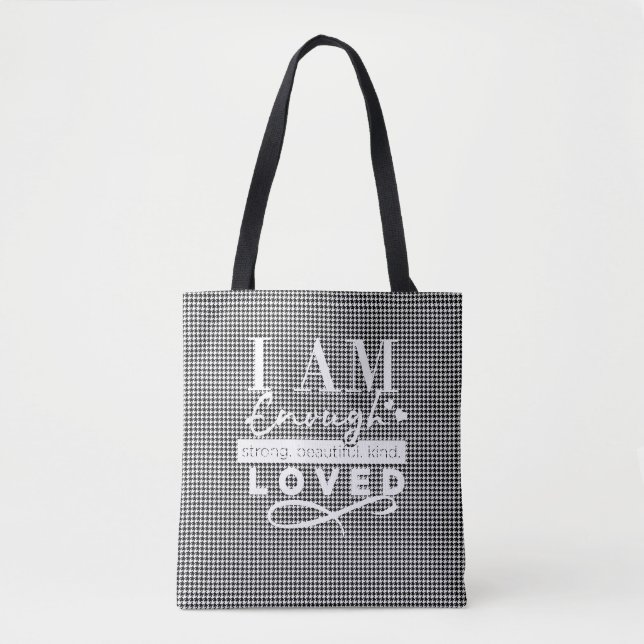 bolsa de "EU SOU AMADO", branco/preto (Frente)