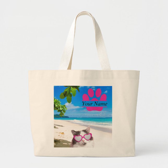 Bolsa de Jumbo para gatos de praia personalizados (Frente)