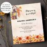 Bolsa de laranja de aniversário<br><div class="desc">Um fundo rosa dourado,  cor-de-rosa-claro. Decorado com uma safra lateral e flores laranja. Personalize e adicione um nome e detalhes da parte. 1 folha = 1 convite impresso de borda a borda.</div>