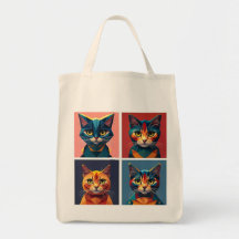 Bolsa de lista geométrica de gatos com quatro pain