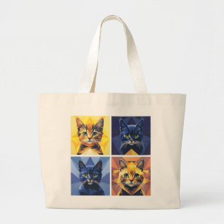 Bolsa de lista geométrica de gatos com quatro pain
