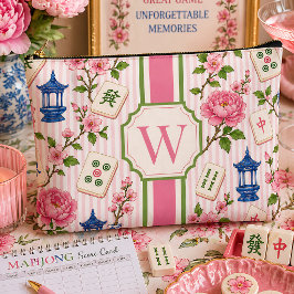 Bolsa de Mahjong Rosa Seersucker Personalizada