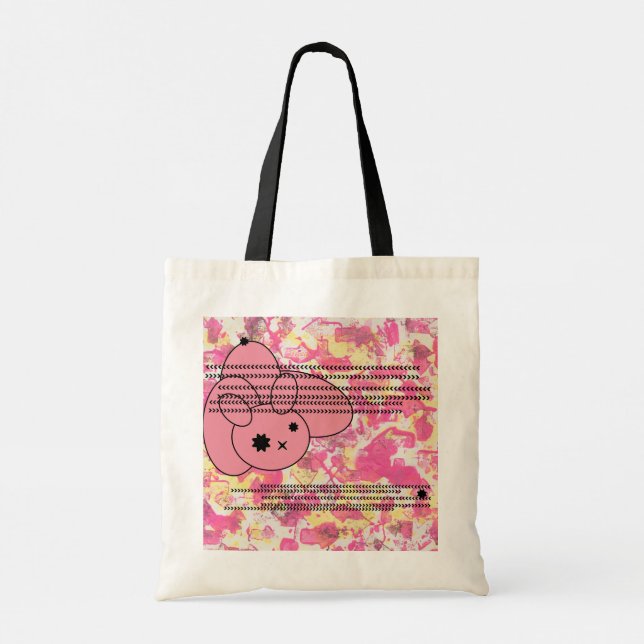 Bolsa de mão abstrata coelho rosa fofa (Verso)