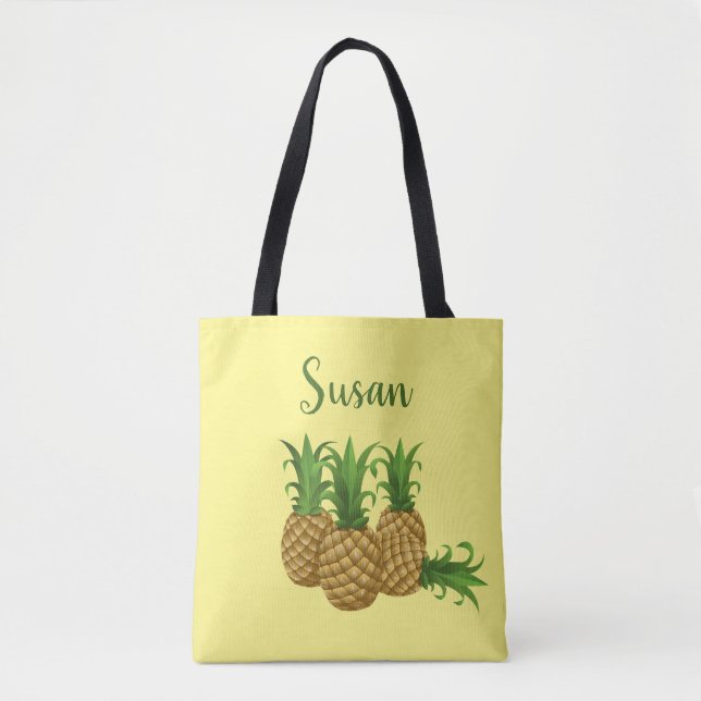 Bolsa de mão amarela de abacaxi tropical (Frente)