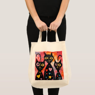 Bolsa de mão Amor de Gato Corações Vermelhos