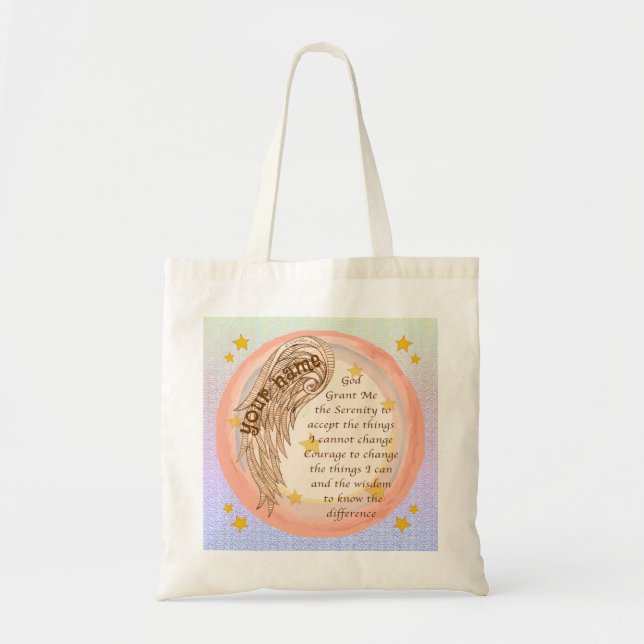Bolsa de mão Angel Wing Serenity Prayer (Frente)