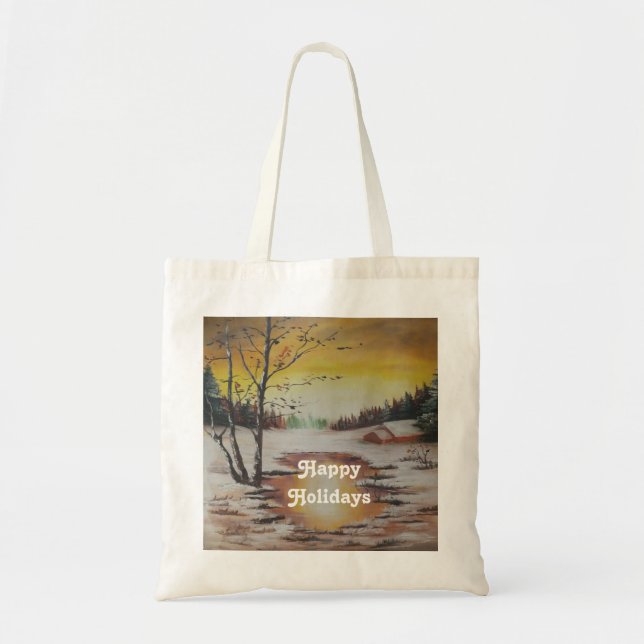 Bolsa de Mão Ann Hayes Pintando Cena de Inverno (Frente)