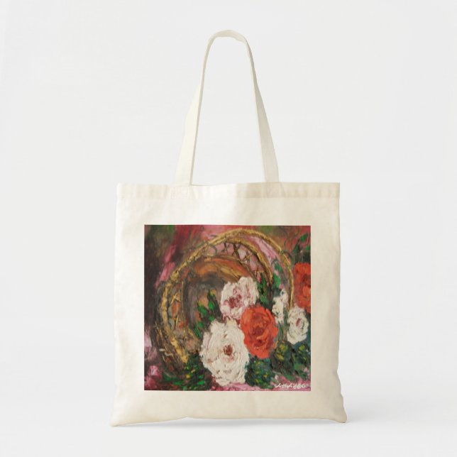 Bolsa de Mão Ann Hayes Pintando Cesta Flor (Frente)