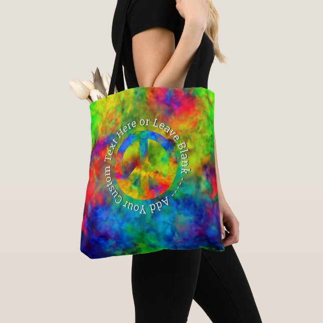Bolsa de mão [Atomic Tie-Dye] com símbolo da paz e (Close Up)