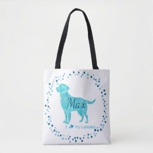 Bolsa de mão azul pastel personalizada para labrad