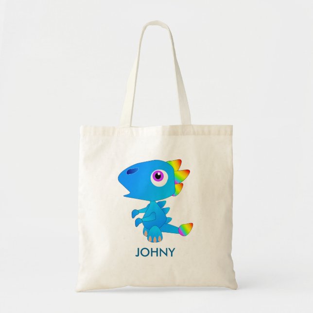 Bolsa de mão azul personalizada do dragão fofo (Frente)