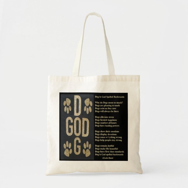 Bolsa de mão Cachorro é Deus escrito ao contrário (Frente)