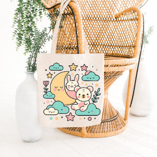Bolsa de mão coelho e urso da lua sonhadora