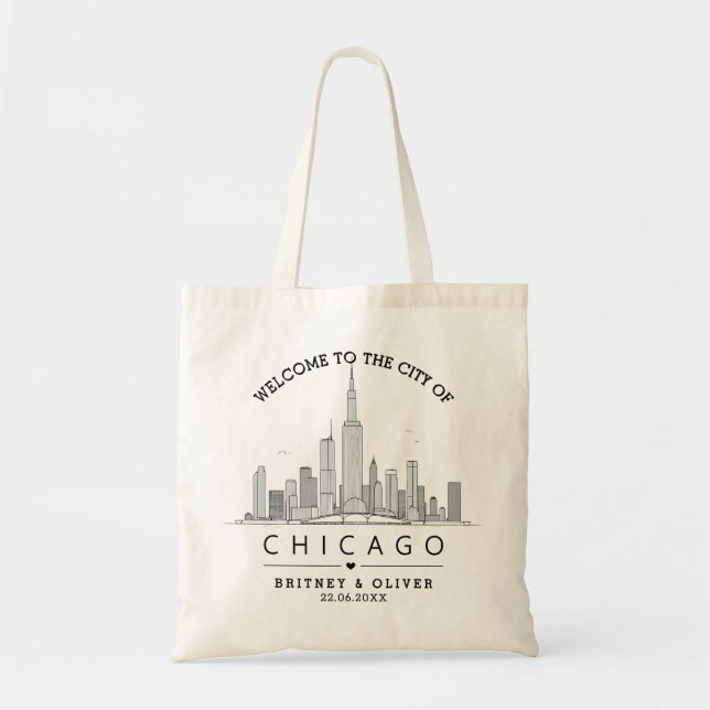 Bolsa de Mão com a Paisagem de Chicago – Presente  (Frente)
