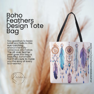 Bolsa de mão com design de penas Boho
