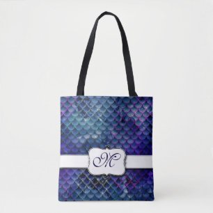 Bolsa de mão com escamas de sereia estilosa monogr