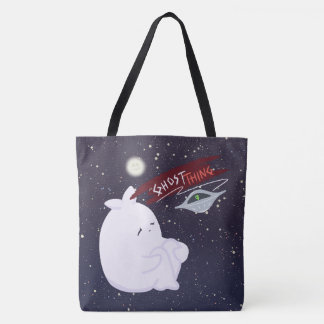Bolsa de mão com estampa de fantasma fofo e OVNI
