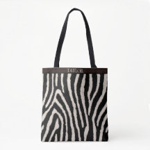 Bolsa de mão com estampa de zebra e nome personali