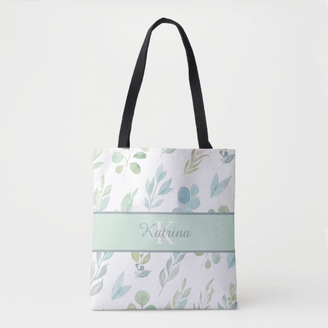 Bolsa de mão com floral de água-marinha monogramad (Frente)