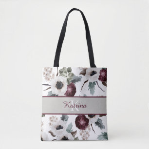Bolsa de mão com floral de aguarela monogramada