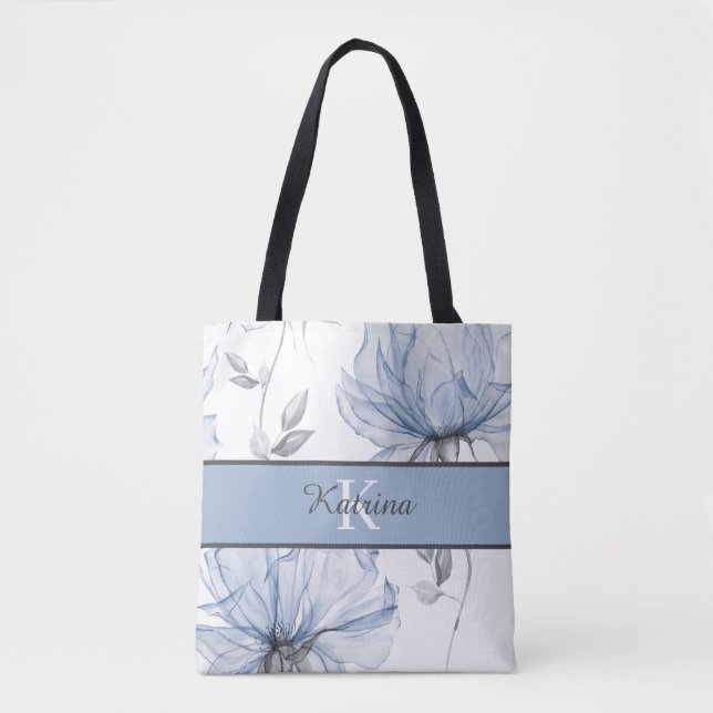 Bolsa de mão com floral de aquarela monogramada (Frente)