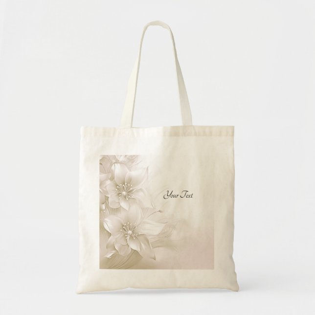 Bolsa de mão com Flores Brancas de Marfim (Frente)