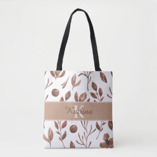 Bolsa de mão com flores em aquarela e monograma