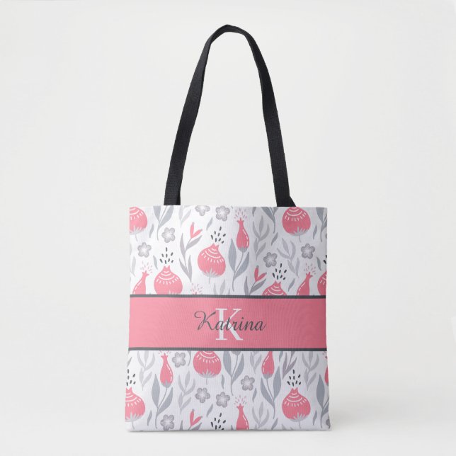 Bolsa de mão com flores monogramadas (Frente)